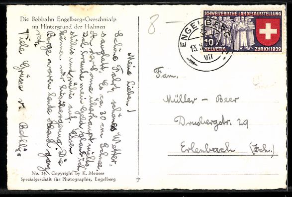 Cartoline postali: Engelberg, Bobbahn Engelberg-Gerschnialp – Usato da Berlin venduto da bartko-reher 1