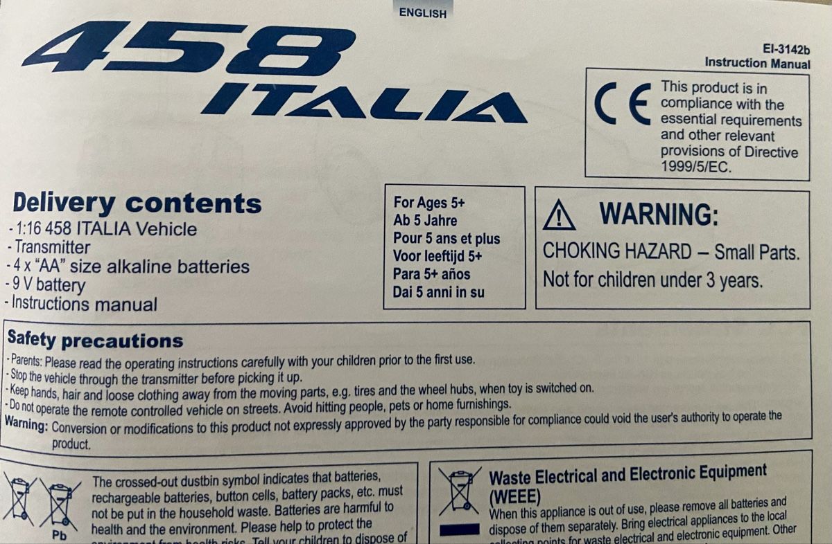 Giocattoli: Ferrari 458 Italia, télécommandée – Nuovo (secondo la descrizione) da Moutier venduto da chicboutique 4