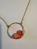 Kette mit Keramik Flamingo Anhänger