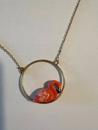 Kette mit Keramik Flamingo Anhänger
