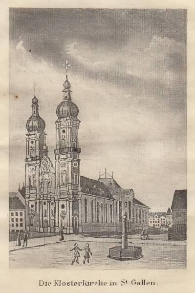 Stiche: KLOSTERKIRCHE IN ST. GALLEN AQUATINTA – Gebraucht aus Grüningen von Kartensammler 1