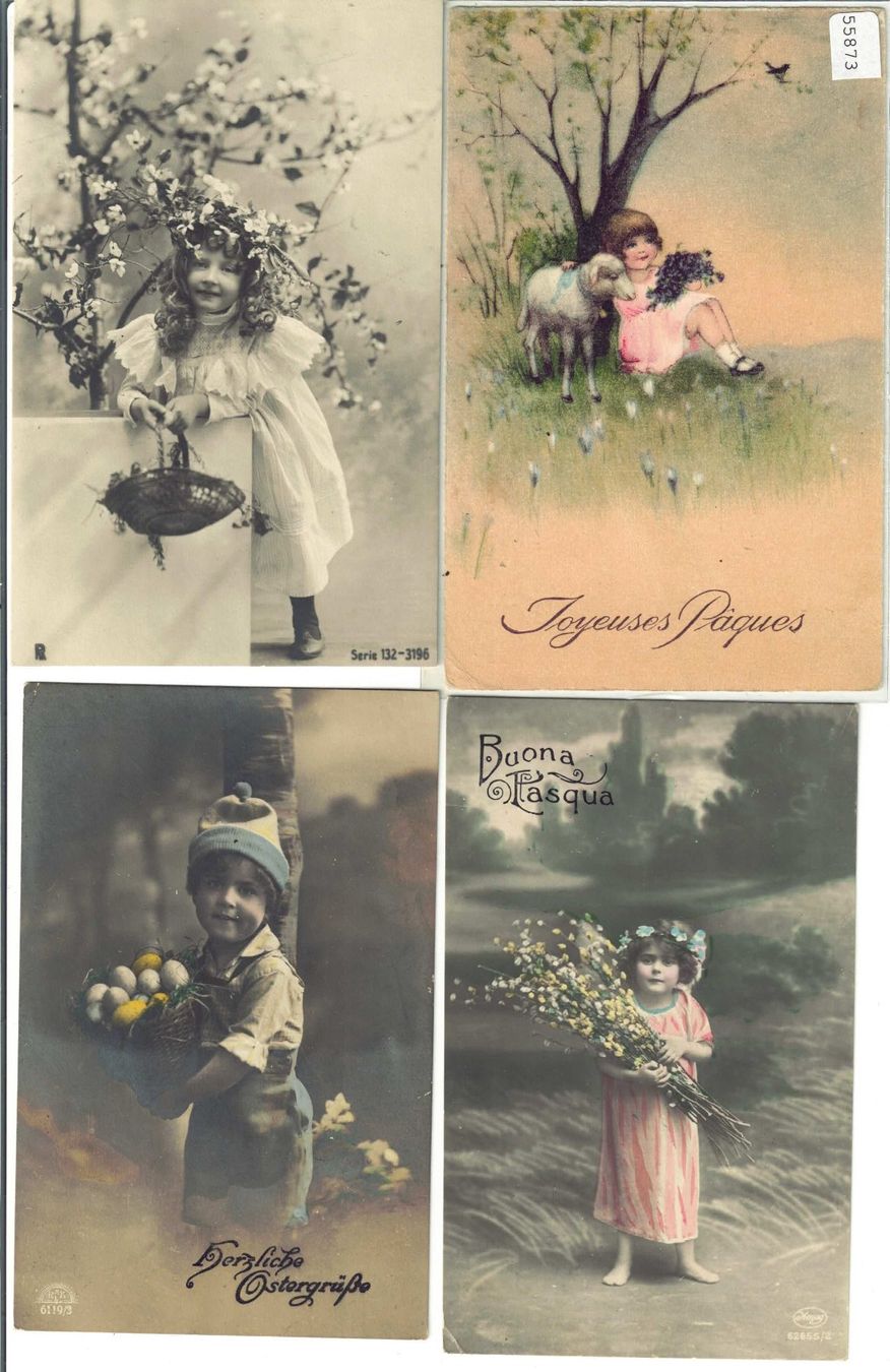 Cartoline postali: 4 AK - Frohe Ostern - Joyeuses Paques – Usato da Ettingen venduto da Kartenplanet