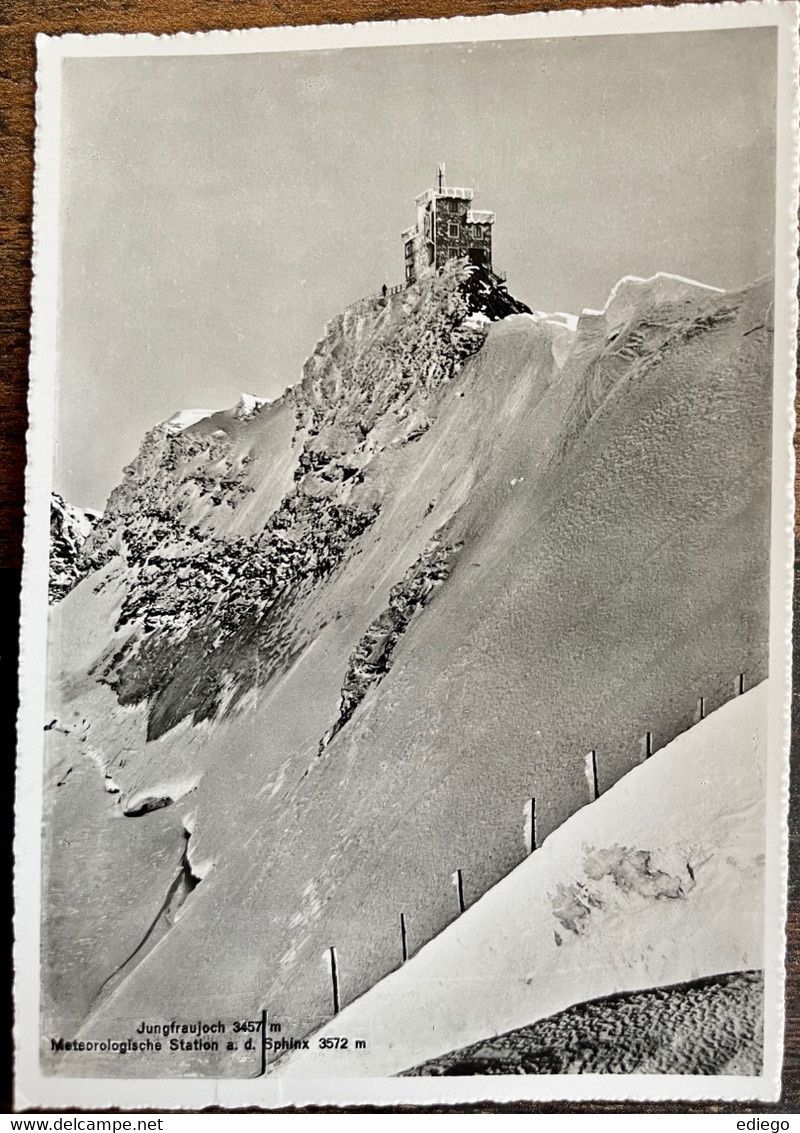 Ansichtskarten: JUNGFRAUJOCH - METEOROLOGISCHER - SPHINX 1945 – Gebraucht aus Lutry von Ediego