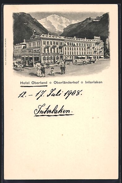 Cartoline postali: Interlaken, Hotel Oberland und Oberländ – Usato da Berlin venduto da bartko-reher