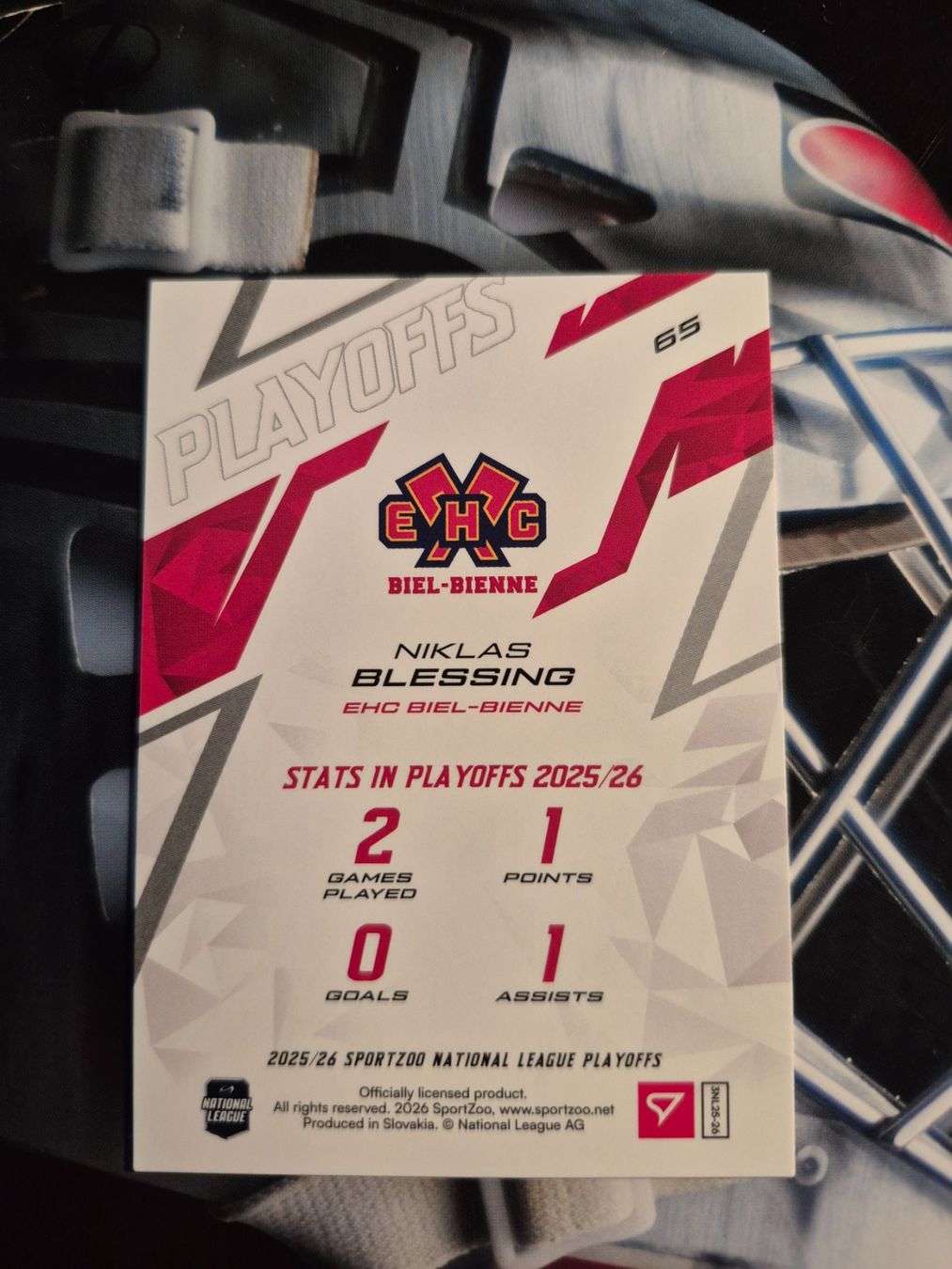 Sportzoo Carte collezionabili: Niklas Blessing EHC Biel Playoffs 2025/26 – Usato da Treiten venduto da Sauber73 1