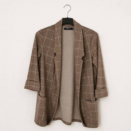 Karierter Blazer in Taupe/Beige  M