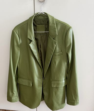 Oversize blazer green faux leather 36