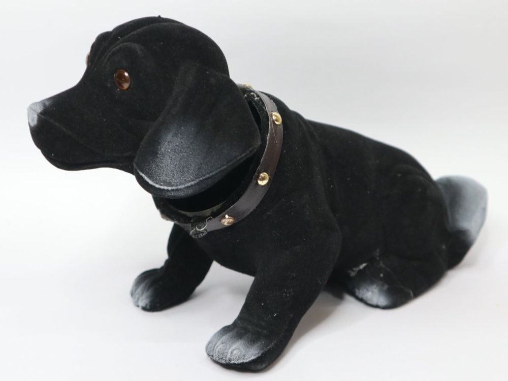 Figurine - Teckel déhanché grand - Plastique - 30 cm - Tête mobile - Maison