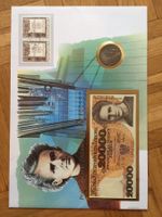 Banknotenbrief mit Muenze Marie Curie / Polen