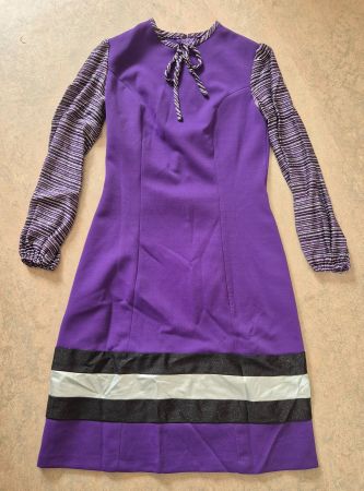VINTAGE KLEID DRESS M 38 VIOLETT,  TOP ZU BOOTS MANTEL HUT