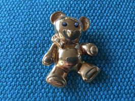 Broche nounours en métal doré