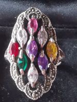 Anello argento 925 pietre colorate vintage