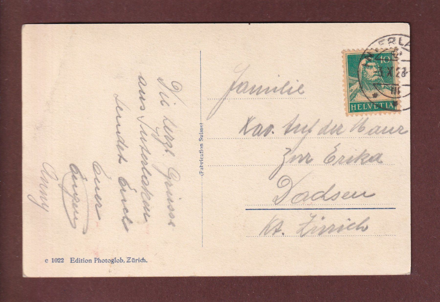 Cartoline postali: INTERLAKEN - Hotel Eden - 1928 – Usato da Pully venduto da nicecards 1