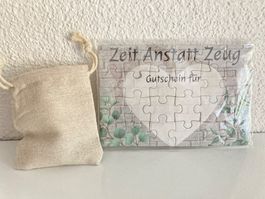 Gutschein-Set / Puzzle / Zeit statt Zeug NEU