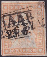 Strubel: 25F (25B1.m) von AARAU: 23.JUN.1857, Kat: 370.-
