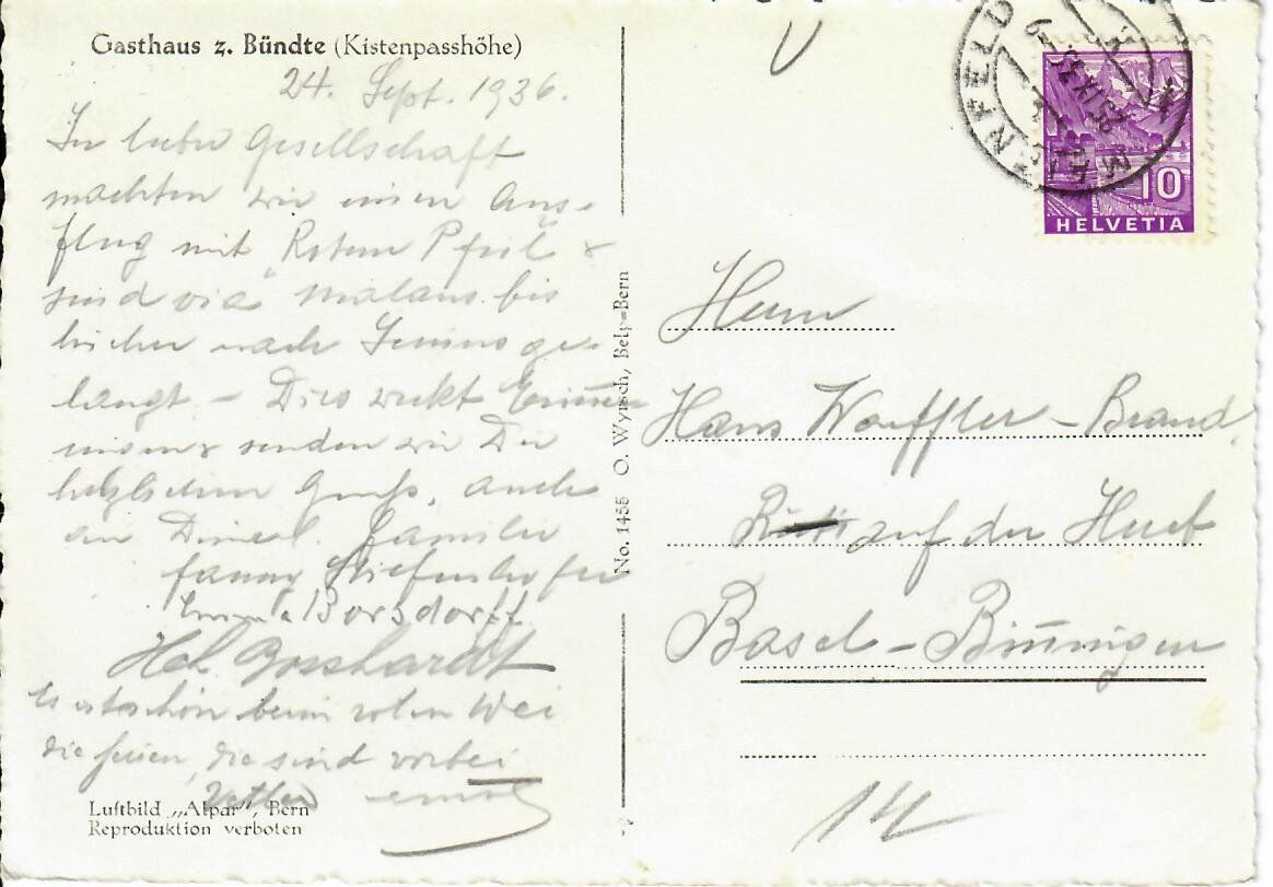 Ansichtskarten: Jenins 1936 – Gebraucht aus Hochdorf von Ziegel-16 1