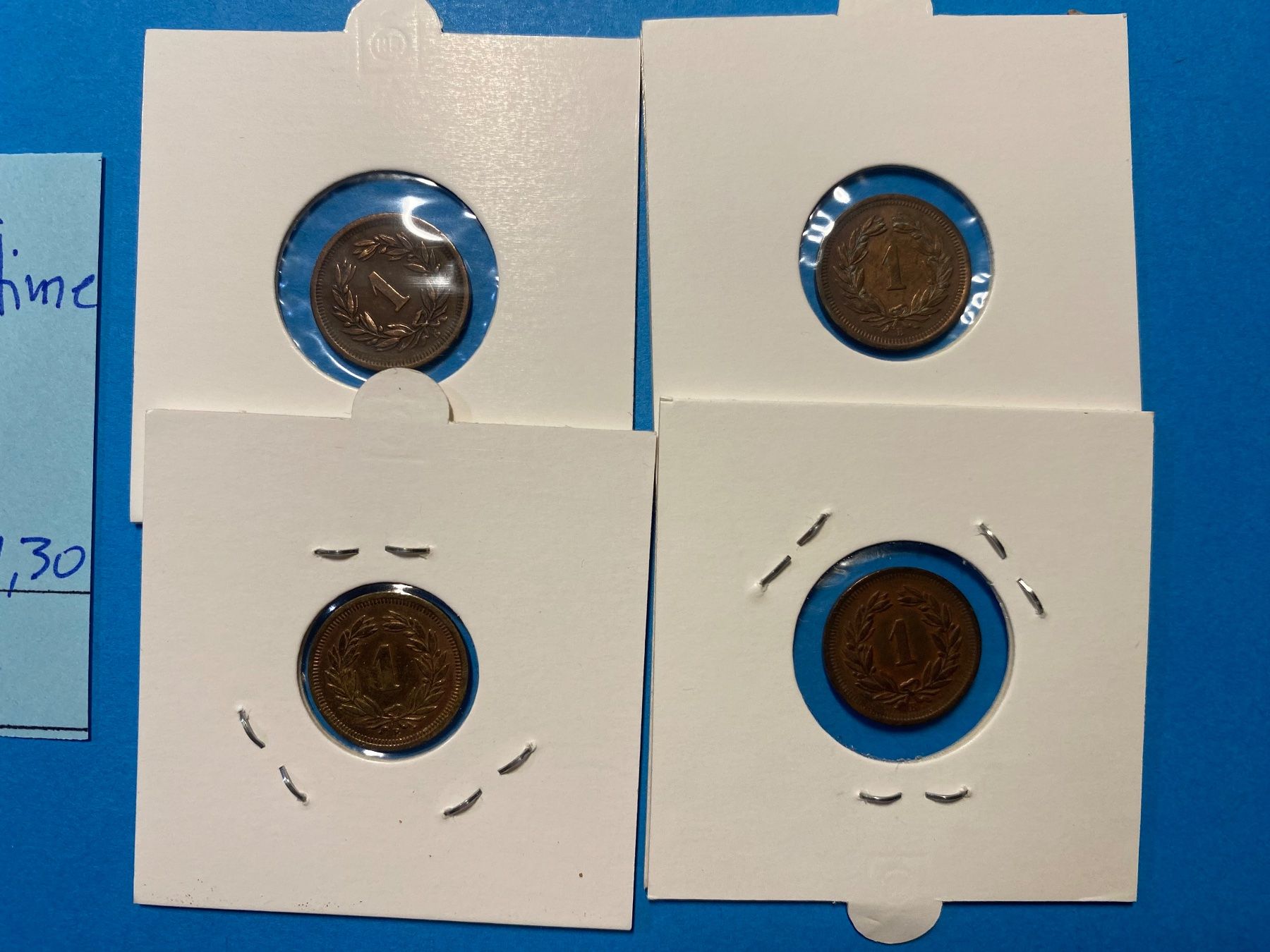 Tutti le monete: SUISSE : 4 X 1 CENTIME 1905 – Usato da genève venduto da GEnumist 2