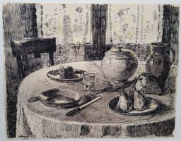 Jacques Jacobi: "Intérieur" (I), Tuschezeichnung 1944
