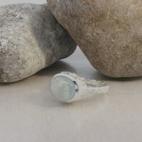 Aquamarine Ring Silber filigran elegant Unikat 52