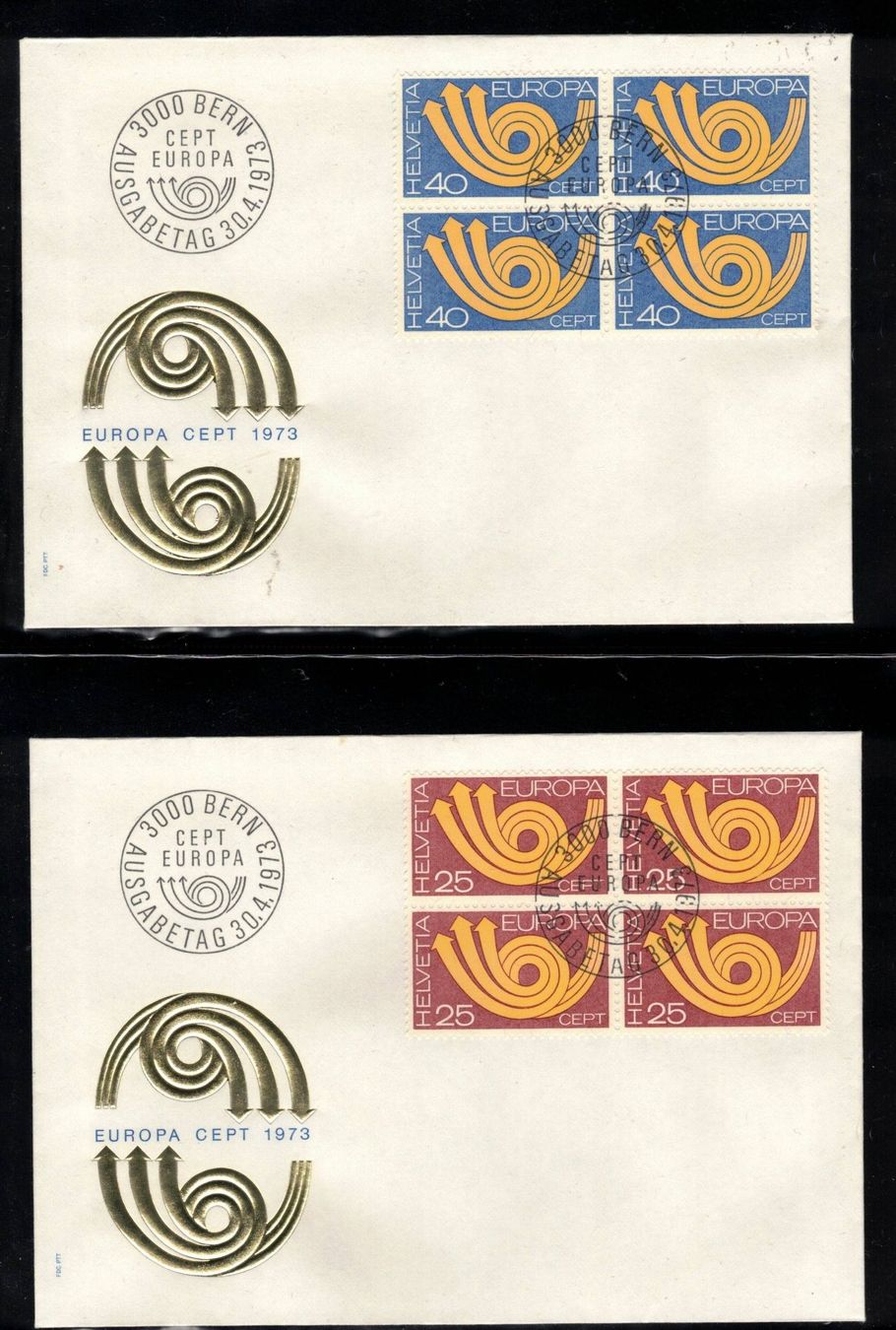 Tutti i francobolli: 1973  FDC 4er Europa aus ABO – Usato da Rheinau venduto da loxis