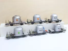 BEMO RhB 6 x Zement-Silowagen H0m Set