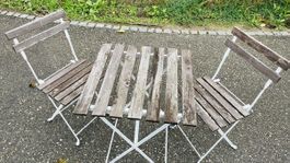 Balkonset Metall Holz weiss klappbar gebraucht