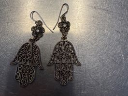 Hand of Hamza earrings – antique bronze look