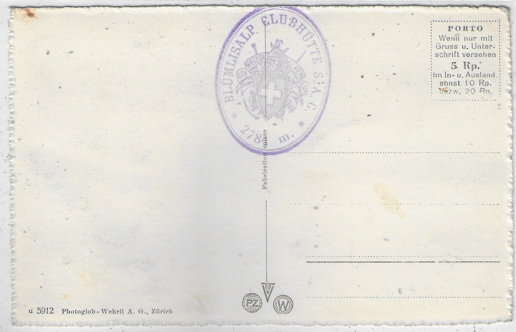 Cartoline postali: Blümlisalp-Clubhütte – Usato da Ettingen venduto da Kartenplanet 1