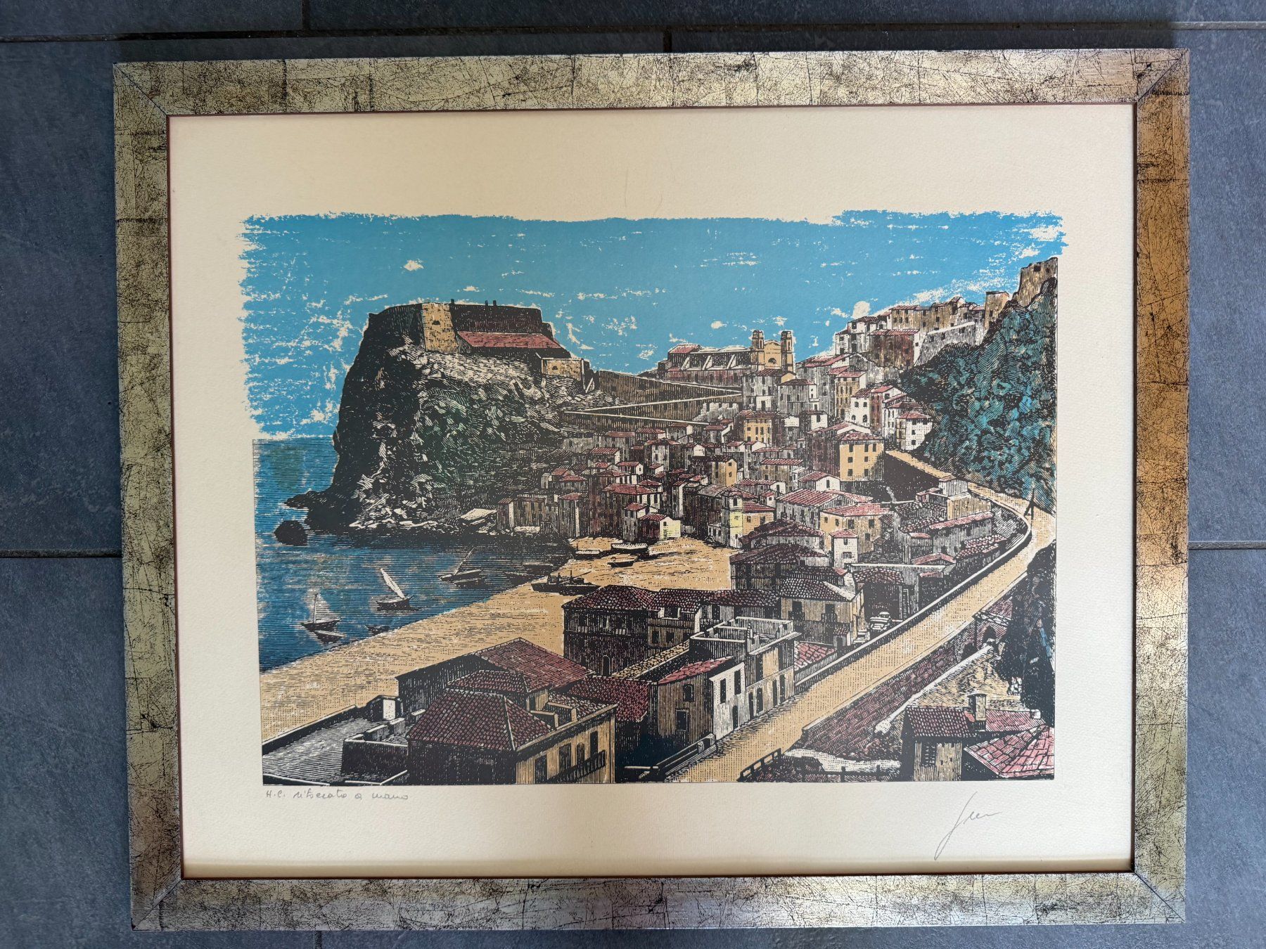 Grafiken & Lithographien: Lithographie  südliche  Landschaft  mit Bleistift signiert – Gebraucht aus Subingen von ArtBead 1