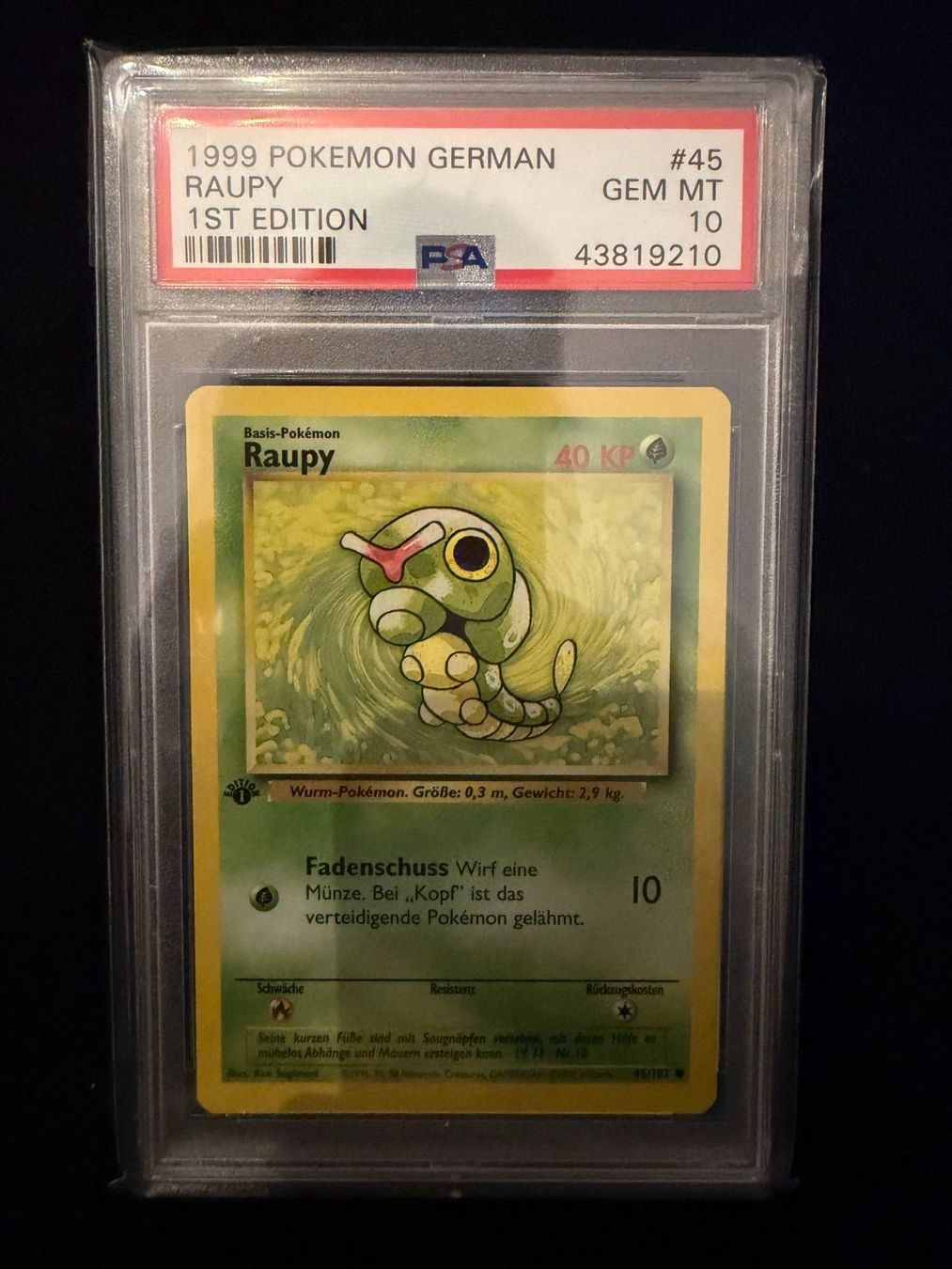 Pokémon Carte collezionabili: PSA 10 Raupy 45/102 Basis Set 1. Edition Deutsch – Usato da Würenlos venduto da mbumech