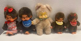 Monchhichi-Familie, 5 Stück, Original, Vintage, Sammler