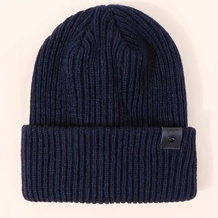 Warme Wintermütze dunkelblau gestrickt neu