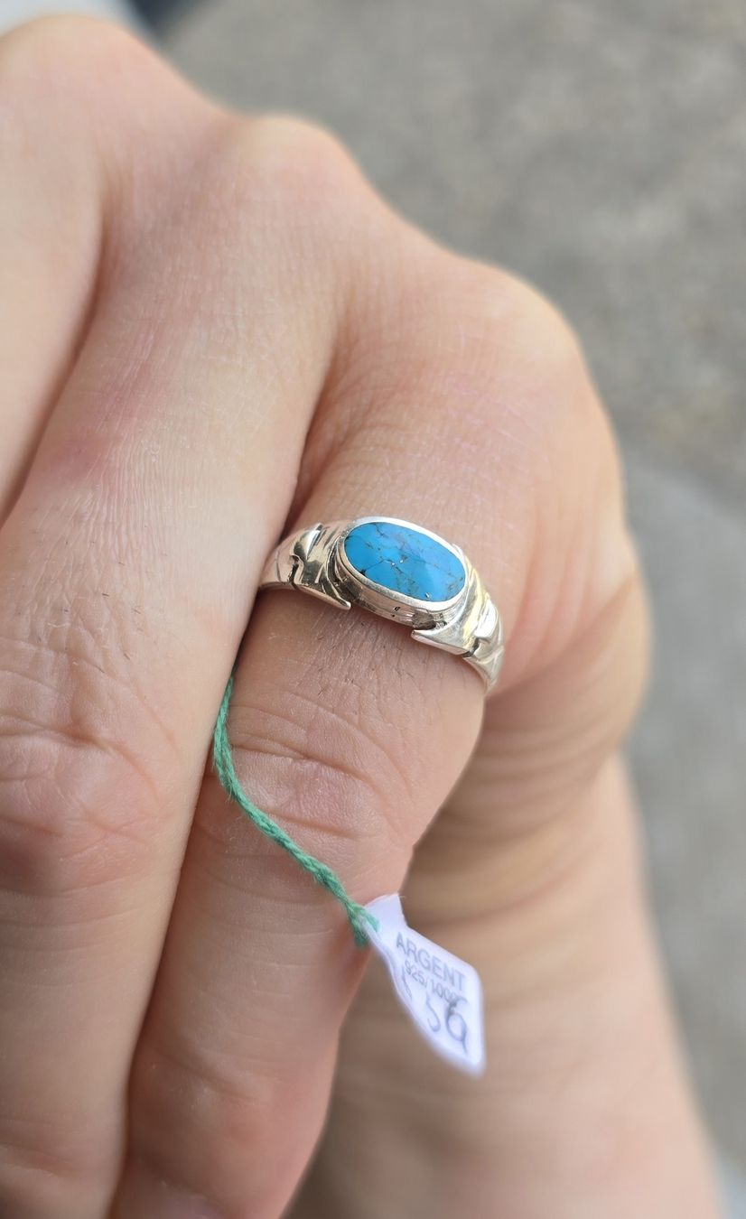 Anelli: Bague Style Navajo Native Pointe de Turquoise Argent 925 – Usato da Basel venduto da ALEXANDER4056 8