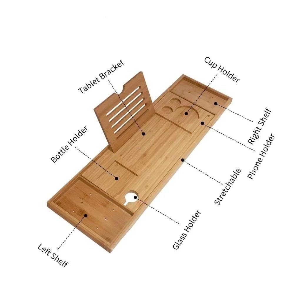 Vasche da bagno: Adjustable Bamboo Bath Tray with Book & Tablet Holder – Nuovo (secondo la descrizione) da Lausanne venduto da indoarena