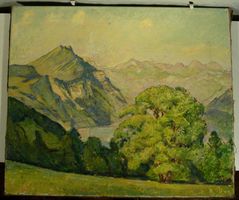 Landschaft am See Oel auf Leinwand