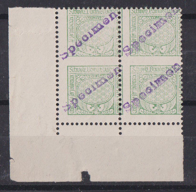Alle Briefmarken: Schweiz: Eisenbahnmarken 4erblock SPECIMEN **/* – Neu (gemäss Beschreibung) aus Eschlikon TG von PhilCon