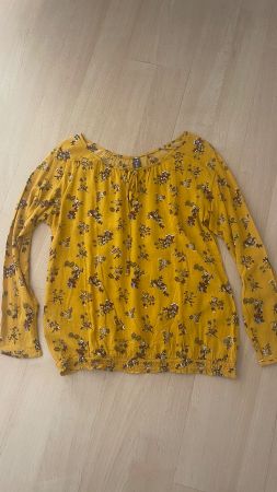 Bluse, Grösse 42, Gelb mit Blumenmuster