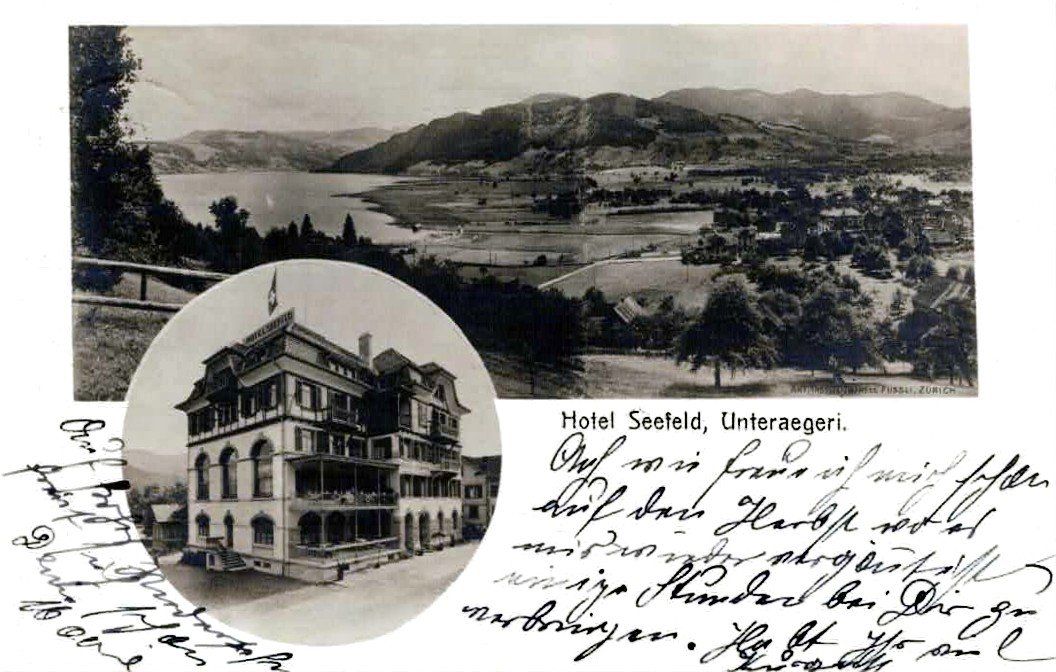 Cartoline postali: Unterägeri, Hotel Seefeld, 1909 – Usato da Flums venduto da Guscha1