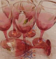 6er Set Vintage Weingläser Pink – Bohemia Stil – 70er/80er J