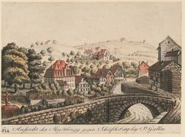 St. Gallen Mussbrugg Kupferstich von Mayr 1780 sehr selten