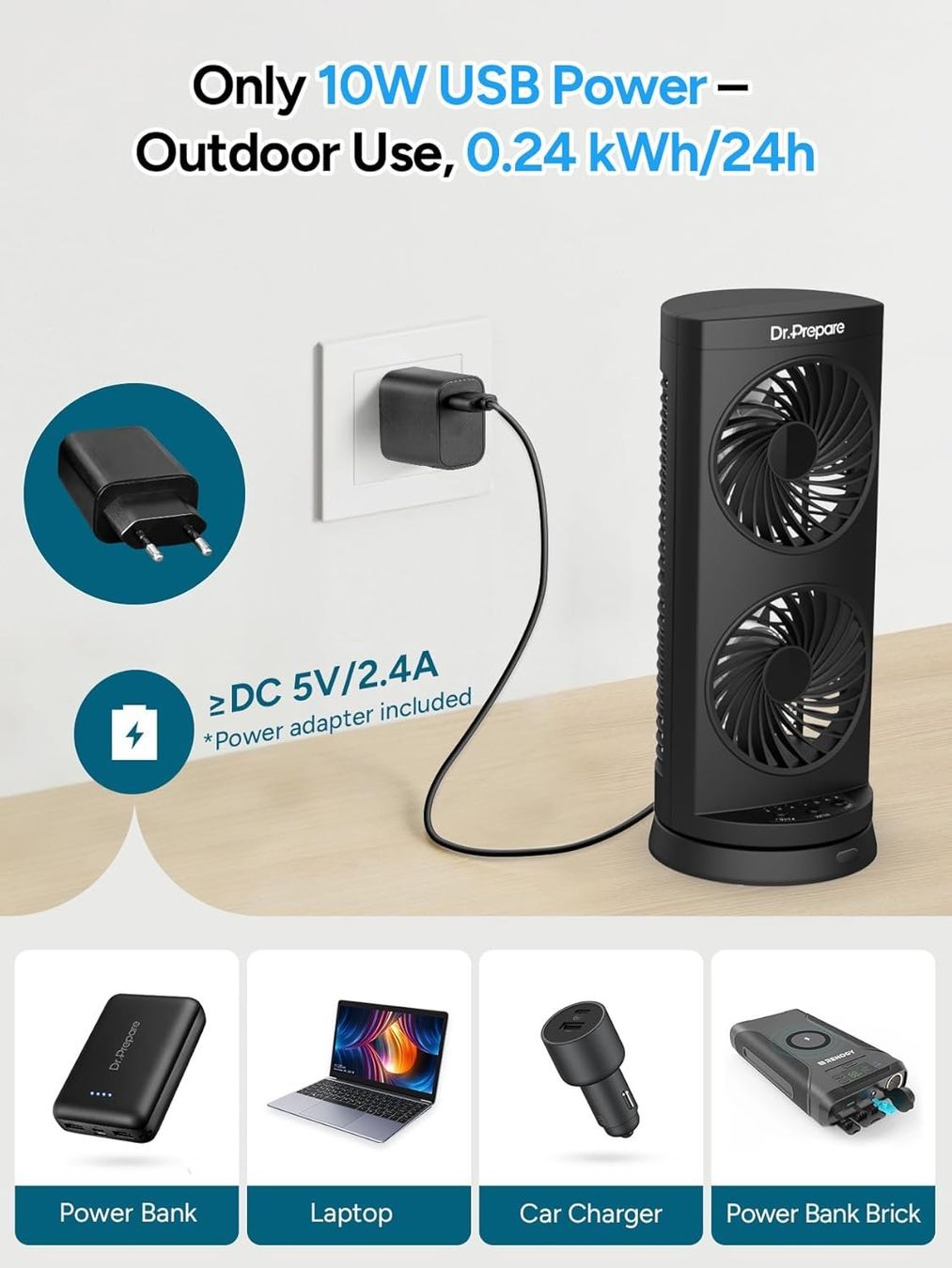 Ventilatori: Mini Tischventilator USB-C leise Fernbedienung Timer 110° – Nuovo e nell'imballaggio originale da Suhr venduto da SchnapperCH 3