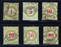 1903-05 Portomarken hellolivgrün 15Gc-21Gc K gest.ʘ KP 12.-