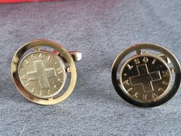 Manschettenknöpfe mit CH Kreuz, 1 Räppler 1957, vergoldet