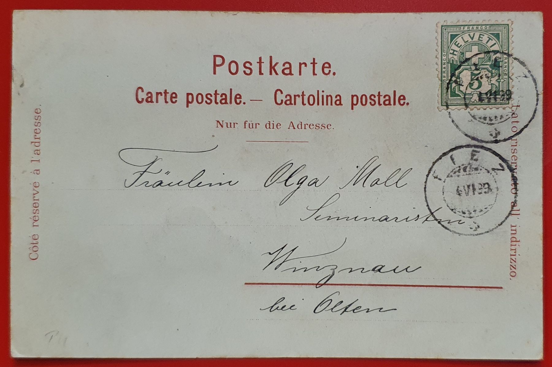 Cartoline postali: Fiez 1899 - Pensionnat Ray-Moser – Usato da Kreuzlingen venduto da Rschweiz1 1
