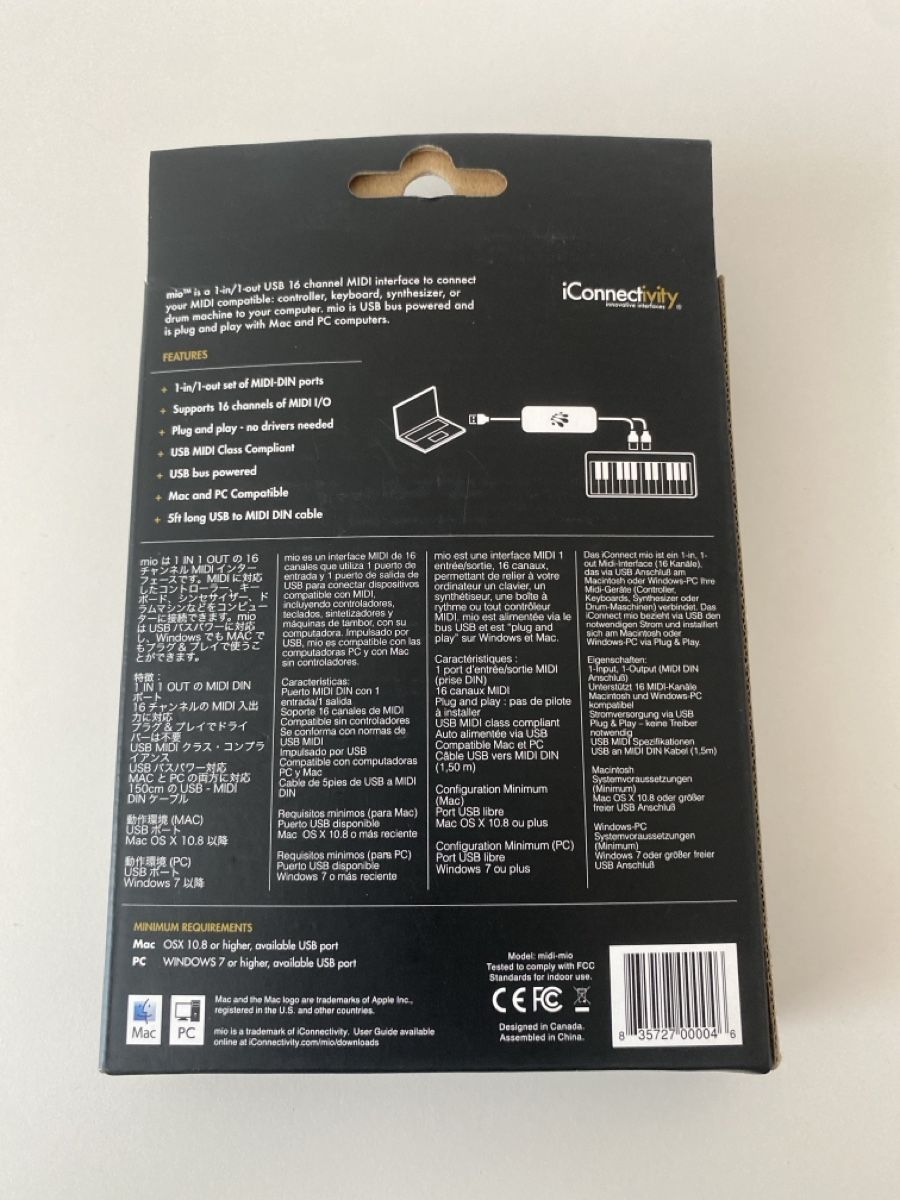 Sistema di controllo: iConnectivity mio USB MIDI Interface 1-in 1-out, neu – Nuovo (secondo la descrizione) da Suhr venduto da nirgendwo94 1