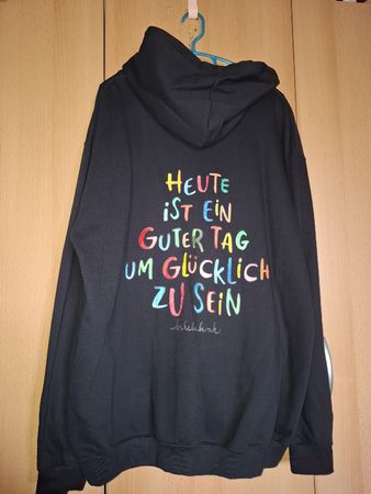 Hoodie / Kapuzenjacke mit Spruch, Schwarz, Gr. XL