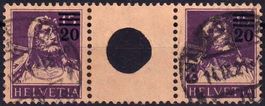1921, Tellbrust, Zwischensteg grosser Lochung Nr. S16 gest.