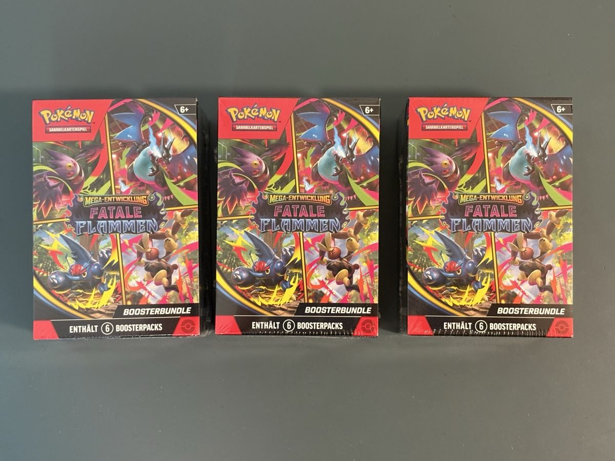 Pokémon Carte collezionabili: 3 x Fatale Flammen Booster Bundle - Deutsch – Nuovo e nell'imballaggio originale da Seewen SZ venduto da Pokeace93