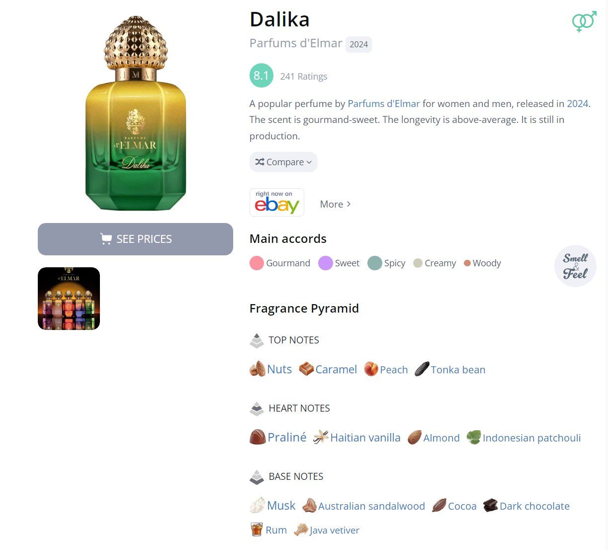 Profumi & Eau de Toilette: Parfums d'Elmar - Dalika – Usato da Rotkreuz venduto da Muffinman9999 4