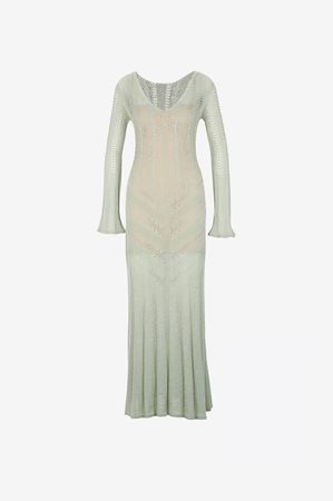 Figurbetontes langes Lochstrickkleid TWINSET